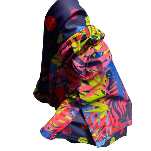 PB1965 Pickleball Skort Tropical Multicolor Palm Leaf and Ball Print Size Large - Picture 4 of 11